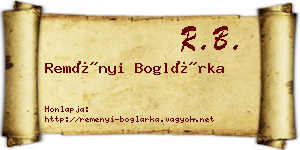 Reményi Boglárka névjegykártya
